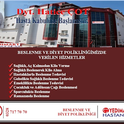 Dyt. Hatice ÇOT Beslenme ve Diyetisyen Hasta kabulüne başlamıştır..