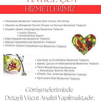Beslenme ve Diyet Danışmanı Hatice Çot Hizmetlerimiz